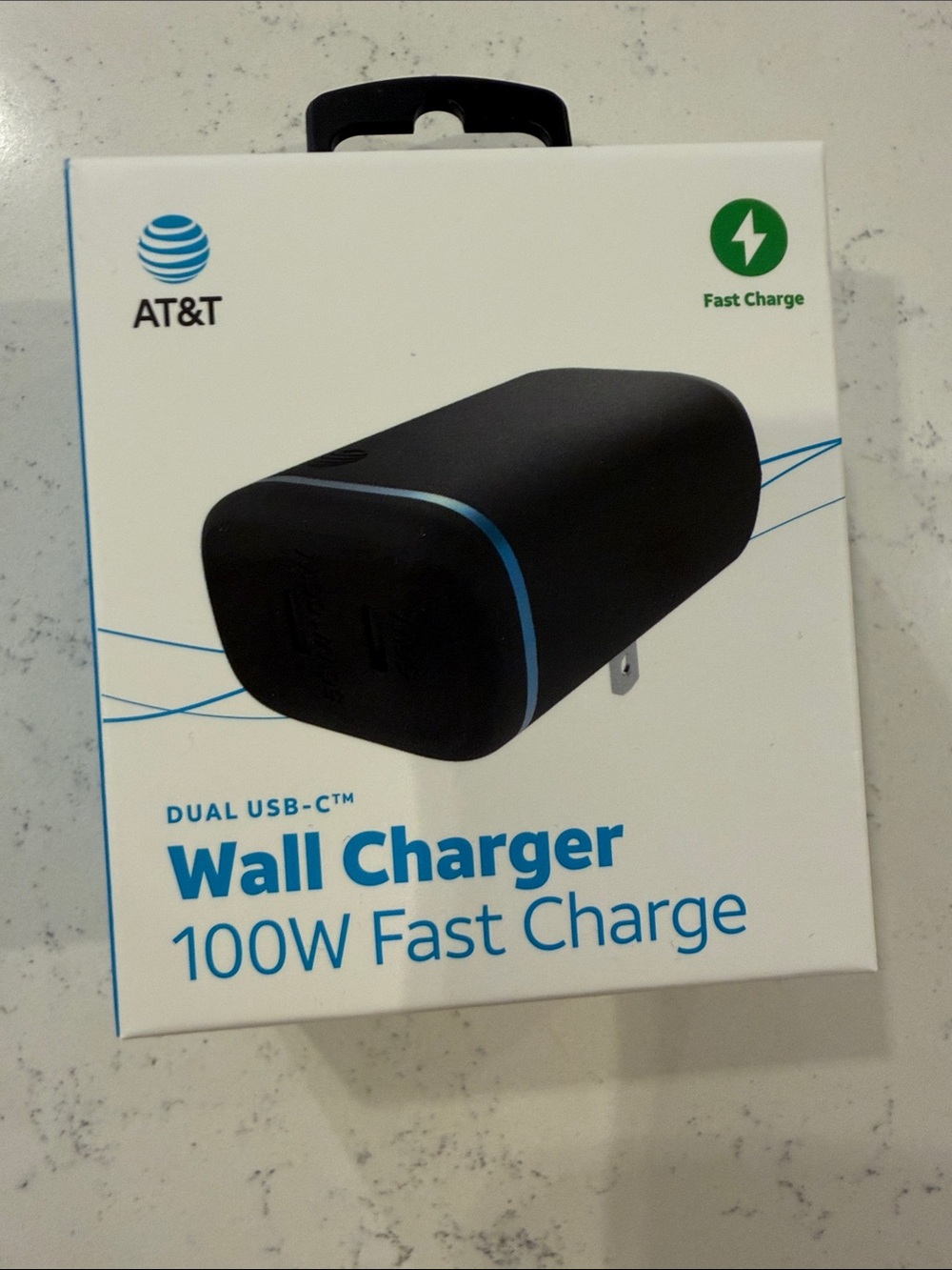 AT&T Black Dual USB-C 100W Fast Charge Wall Charger